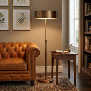 Lampadaire en laiton Zain, design industriel moderne et luxueux, abat-jour en métal, LED E26, pour bureau et salon, vente en gros usine transfrontalière - Product Image 3