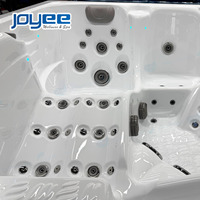 Jacuzzi Joyee para 5 Personas, Cubierta de Acrílico Ariestech, 92 Chorros Combinados, Bañera Exterior Moderna, OEM Chino, Opcional con Borde Decorativo