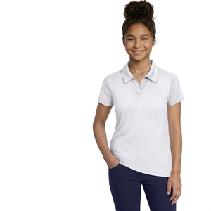 Polo de Manga Corta Blanco para Mujer, Color Sólido, Tejido Piqué, Estilo Casual, Largo Regular, 100% Algodón - Product Image 2