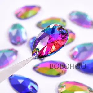 BOBOHOO High Quality Teardrop Sew On Rhinestones Large Sewing Stones Flat Back Crystals For Sale