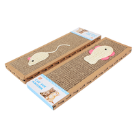 Grattoir pour chat en carton ondulé plat de haute qualité, écologique, motif poisson et souris, MEOW LOVE PET, pour usage intérieur