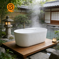 Promotion : Baignoire autoportante traditionnelle en pierre artificielle, à rebord unique, écologique, longueur 1,5 m, pour intérieur, modèle 5