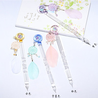 Nouveau stylo-plume en verre cristal étincelant, style féminin, avec attrape-rêves scintillant, outil de calligraphie de haute qualité pour une écriture fluide