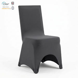 Funda elástica ignífuga plateada para silla de hotel con arco frontal, tipo spandex, para ferias comerciales - Product Image 1