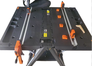 Banc de travail pliable robuste avec plan de travail en acier inoxydable, banc de travail multifonctionnel portable pour garage, atelier, bureau - Product Image 4