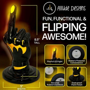 Allude Designs - Estatua de Dedo Medio con Luces LED, Resina Negra y Dorada, Decoración Luminosa para Sala de Estar, Regalo Novedoso - Product Image 4