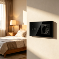 Interrupteur intelligent UBARO en verre trempé 1 voie avec prise WiFi EU et moniteur de puissance pour contrôle à distance par application et commande vocale IP20