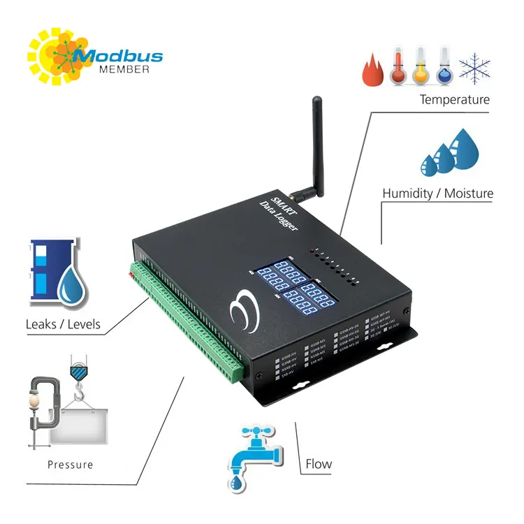 Modbus RS485 xung truy cập analog đầu vào 4-20mA 0-5V dữ liệu logger nhiệt độ hệ thống giám sát