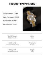 RICECGO - Juego de Relojes de Lujo para Mujer con Certificado de Autenticidad de Diamantes, con Caja, Elegante Regalo, Relojes Personalizados con Logotipo, Adhesivo Personalizado para Reloj