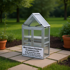 Kit de serre miniature intérieure/extérieure, structure en aluminium, panneaux en polycarbonate, support à plantes à plusieurs niveaux pour utilisation en patio ou en jardin - Product Image 2