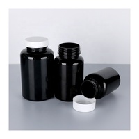 Bouteille en plastique PET ambrée à large ouverture pour capsules et pilules, avec couvercle à vis, vente en gros