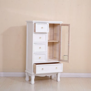 Meja TV Kayu Sederhana Putih, Kabinet TV Kayu dengan Laci dan Lemari Pajangan untuk Perabot Ruang Tamu - Product Image 5