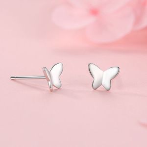 Versión personalizable en cobre. Clásicos y sencillos pendientes de mariposa lisos de plata de ley S925. Regalo del Día de San Valentín para mujeres. - Product Image 5