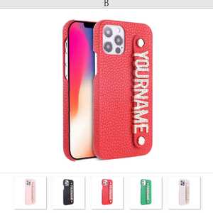 Tùy chỉnh kim loại thư Tên dây đeo <span class=keywords><strong>Pebble</strong></span> PU da trường hợp điện thoại cho Iphone 15 14 13 Pro Max - Product Image 6