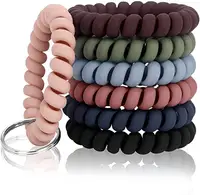 Portachiavi da polso molla in plastica spirale flessibile spirale da polso cinturino estensibile cinturino portachiavi bracciale portachiavi