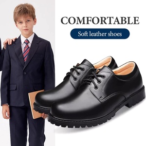Zapatos <span class=keywords><strong>Oxford</strong></span> de Vestir de Cuero Negro Británico para Adolescentes, Diseño Cómodo, Suelas Suaves, Transpirables, para Niños de Secundaria - Product Image 4