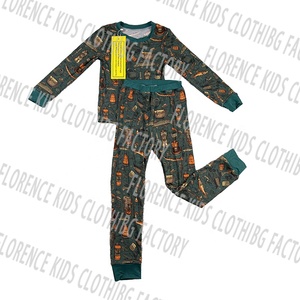 DH ODM Casual Print Style Christmas Green Striped Bamboo 2-Piece Set All-Season Customizable Toddler <strong>Boys</strong> <strong>Clothing</strong> for 8-12 - Product Image 2