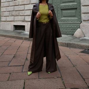 Veste longue décontractée zippée en similicuir tendance pour femmes et hommes, fabrication sur mesure, pièce unique - Product Image 4