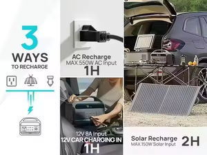 สถานีพลังงานสำรองแบบพกพา 600W สำหรับใช้ในบ้าน ชาร์จด้วยพลังงานแสงอาทิตย์ได้ ใช้กับแบตเตอรี่ลิเธียม สำหรับชาร์จแล็ปท็อป - Product Image 3