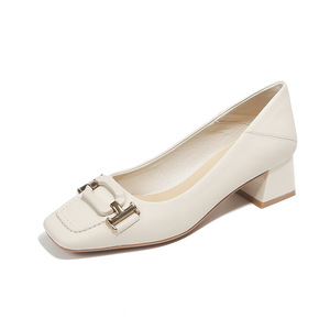 Décolleté da donna alla moda <span class=keywords><strong>con</strong></span> punta chiusa Grace <span class=keywords><strong>tacco</strong></span> alto e grosso <span class=keywords><strong>con</strong></span> fibbia in metallo <span class=keywords><strong>scarpe</strong></span> da lavoro per donna - Product Image 4