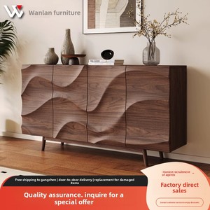 <span class=keywords><strong>Buffet</strong></span> d'entrée design en bois massif de style médiéval, meuble de rangement rétro en noyer avec cloison pour salon - Product Image 3