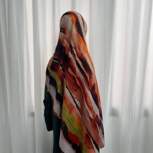 Haute qualité 70*180 cm Modal Viscose coton Hijab écharpe pour les femmes musulmanes personnalisable Floral Logo imprimé écharpe - Product Image 3