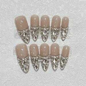 Uñas Postizas Ocean Skirt con Diseño de <span class=keywords><strong>Dobladillo</strong></span> de Cristal, Uñas Postizas de Lujo Desmontables al por Mayor - Product Image 6