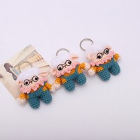 Pendentif porte-clés tricoté en coton doux fait main, motif dessin animé agneau, style frais et doux, pour pantalon, vente transfrontalière