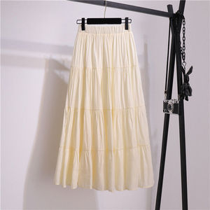 Women Cotton Linen Summer <strong>Skirt</strong> Solid <strong>Patchwork</strong> Lined Lady Casual A-line <strong>Skirt</strong> - Product Image 3