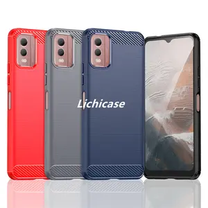 Lichicase Tactile Comfortable Brushed Phone Case For Nokia C32 Built-in Screen Protect Mobile Cover