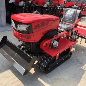 Agricultural Diesel Engine 35 horsepower Small Four Wheel Sitting Drive Crawler Tractor with Rotary Tiller