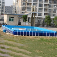 Großer rechteckiger PVC-Metallrahmen-Swimmingpool für den Außenbereich, 500L Fassungsvermögen, einfache Installation & wasserdicht, Grün/Blau/Grau Optionen