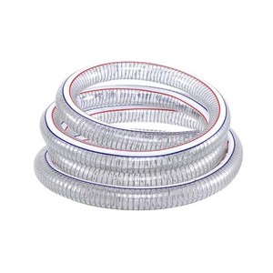 PVC Transparent Steel Wire Hose 0125 Crystal Clear For Water Oil Plastic Pellets Bridge Clamp Connection - Product Image 1