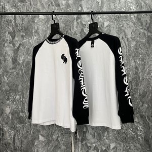 <span class=keywords><strong>Camiseta</strong></span> de Manga Larga Transpirable de 300 Gramos, <span class=keywords><strong>100</strong></span>% Algodón Tejido, con Estampado de Cruz y Herradura en Sánscrito, Estilo Hip Hop, para Hombre y <span class=keywords><strong>Mujer</strong></span>, Colección Chromed Hearts 24SS - Product Image 6
