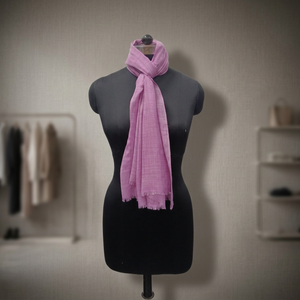 <b>Pink</b> Solid Viscose Scarf Lightweight Woven Shawl Fringe End Rectangle Fabric <b>Wrap</b> for Daily Wear - Product Image 2
