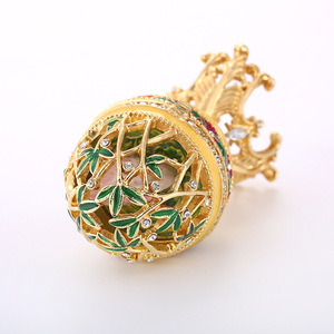 Caja de Joyería de Metal con Diseño Exquisito, Hecha a Mano, con Pedrería de Colores, Estilo Fabergé, Adornos Metálicos - Product Image 5