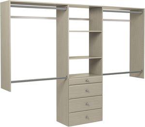 Sistema de kit de organizador de <span class=keywords><strong>armario</strong></span> montado en la pared de almacenamiento de <span class=keywords><strong>armario</strong></span> de torre de lujo con estantes y cajones en gris desgastado con Hardware - Product Image 1