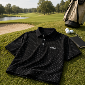 Polo de Golf Negro Premium Personalizado para Hombre, Microperforado, de Alto Rendimiento, Absorbente de Humedad, Marca Privada, Ropa Corporativa OEM - Product Image 1
