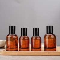 Flacon de parfum vide en verre ambré de 30 ml et 50 ml, flacon pulvérisateur rechargeable avec filetage à vis, flacon de recharge de parfum, emballage cosmétique