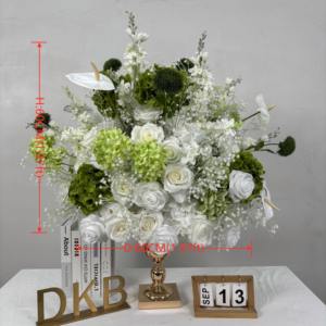 Moda Hortensia verde oscuro y Bola de flor de Rosa Blanca Arreglo de <span class=keywords><strong>flores</strong></span> de boda lujoso 60 70cm Piezas de centro de <span class=keywords><strong>flores</strong></span> de mesa - Product Image 2