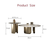 Nouveau design Ensemble de tables basses avec support or/bronze Ensemble de meubles pour salon Table d'appoint Ensemble de 2 tables italiennes de luxe avec dessus en pierre