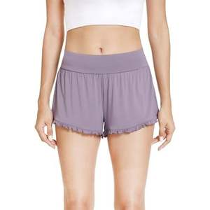 Pantalones Cortos de Dormir para Mujer, Suaves, de Viscosa de Bambú, Pierna Ancha, Pantalones de Descanso de Algodón Puro, Pantalones Cortos de Pijama - Product Image 1