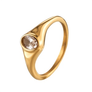 Classic square Gemstone <b>Crystal</b> Engagement Finger <b>Rings</b> Gold Stainless Steel <b>Ring</b> Women Jewelry - Product Image 5