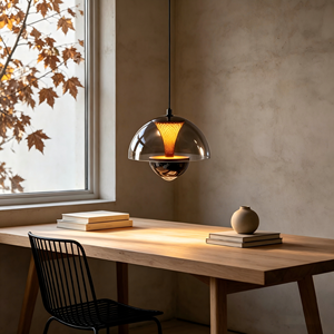 Lámpara colgante LED de techo alto con cúpula de cristal transparente negro <span class=keywords><strong>perla</strong></span>, estilo nórdico, moderno y cálido, para uso en interiores. - Product Image 4