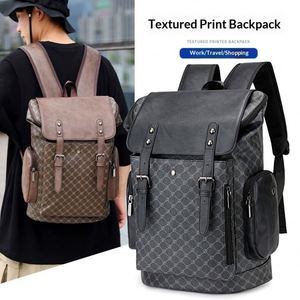 Wholesale Custom Printing PU Leather Men's <b>Backpack</b> Vintage Waterproof Business Travel Laptop <b>Backpack</b> - Product Image 2