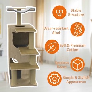 Lussuoso Tiragraffi per <span class=keywords><strong>Gatti</strong></span> Grande in Legno, Albero per <span class=keywords><strong>Gatti</strong></span> da Interno Moderno con Pali Tiragraffi in Sisal - Product Image 5