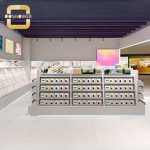 Support de vernis à ongles rectangulaire en bois autoportant gris de conception personnalisée Présentoir de magasin d'articles de toilette en acrylique pour étagère de rangement - Product Image 2