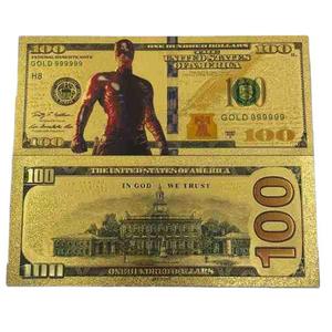 Plusieurs designs de billets de banque commémoratifs en feuille d'or 24K sur le thème des films américains, personnages de Marvel, super-héros, 100 $ - Product Image 2