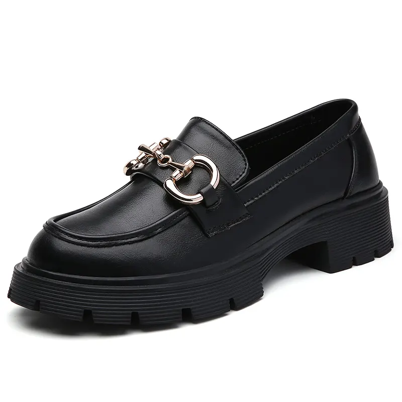Famous Brand Trendy Flat Wedges Platform Chunky Black Patent Leather Luxury Women Loafers height Increasing Shoes