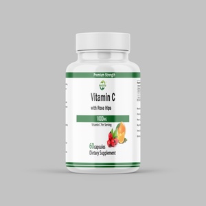 Vitamin C with Rose <b>HIPS</b> 1000mg 60 Capsules Non-GMO Gluten Free Adult Antioxidant & Immunity <b>Support</b> Dietary Supplement - Product Image 1